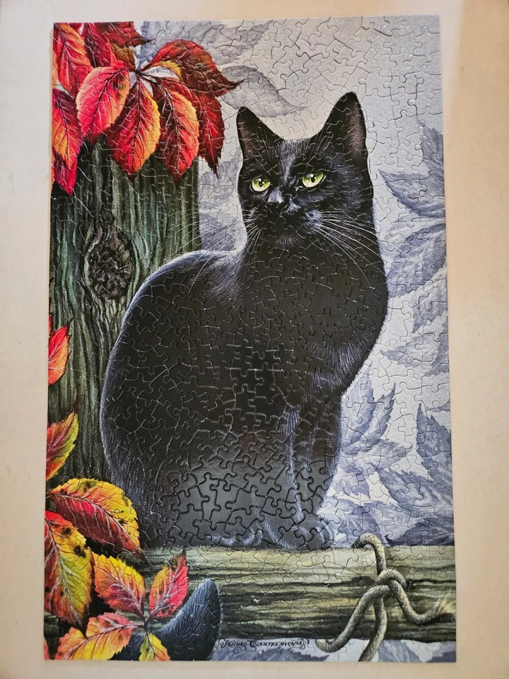 PAZ DE OTOÑO Irina Garmashova-Cawton SunsOut 550 piezas rompecabezas GATO NEGRO - NUEVO Foto 2 de 2