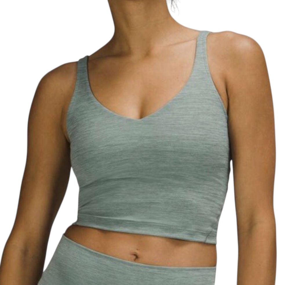 LULULEMON ALIGN TANK TOP CROP Longline Sports Bra HEATHERED TIDEWATER TEAL sz 8