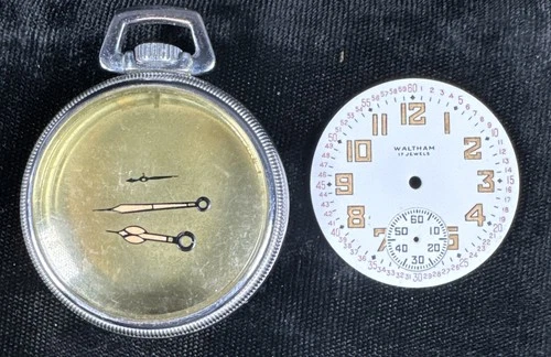 ✨Antique Waltham Pocket Watch Vintage Open Face Not Working For Parts Or Repair