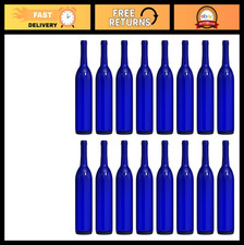750ml Cobalt Blue Glass Bordeaux Wine Bottles - Flat Bottom - Case of 16 - 3 Gal