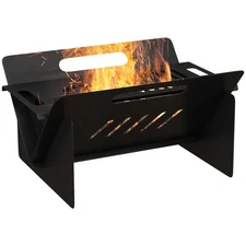 Outsunny Fire Pit Stove, Coffee Table with Carrying Bag, Quick Assembly