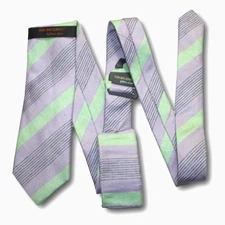 STEVEN LAND The Big Knot Tie Silk Linen Pastel Stripe Heavy 61 x 3.5 NWT