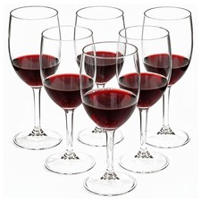 Set of 6 Reusable Clear Plastic Wine Glasses Shatterproof Stemmed 280ml Cups