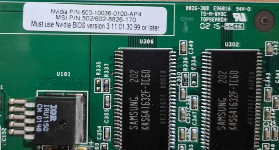 NVidia N1996 MS-8826 Ver:30B AGP Video Card 600-10036-0100-AP4 - Image 2 of 4