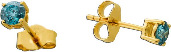 Diamant Ohrstecker Gold 585 14K Blaue Natur Diamanten 0.50Ct-image
