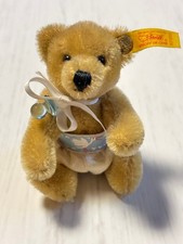 Steiff Baby Blue Stork Diaper with Pacifier 1990s Used Vintage Toy
