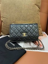 Auth Chanel Classic WOC Black Lambskin Gold‑tone Hardware