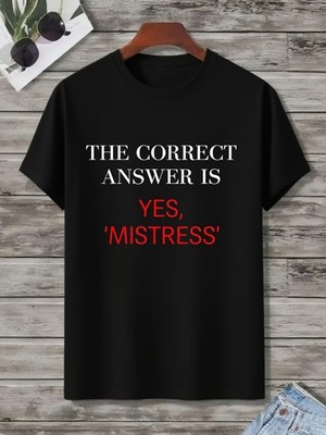 Trendy Urban Style Black Graphic Tee Featuring The Phrase 'The Correct Answer