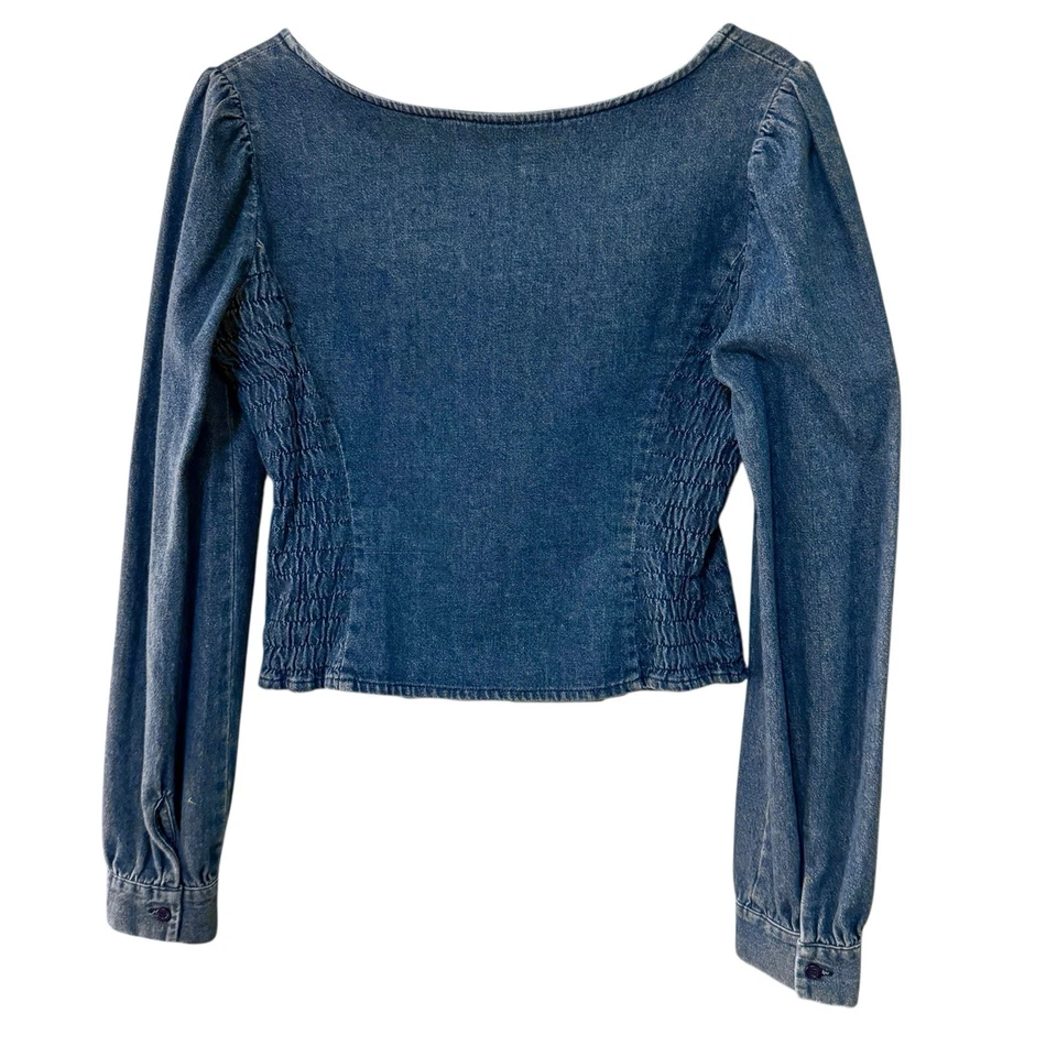 Vintage Western Lace Up Corset Top Long Sleeve Cropped Cottagecore Bodycon M - Image 3 of 4