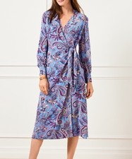 NWT Talbots Blooming Paisley Multi-Color Wrap Shift Dress Women's Size 16, $169
