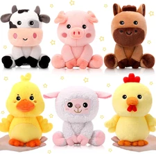 6 Pcs Farm Animals Toys 7 Inch Horse Sheep Cow Duck Chick Pig Large Stuffed Anim