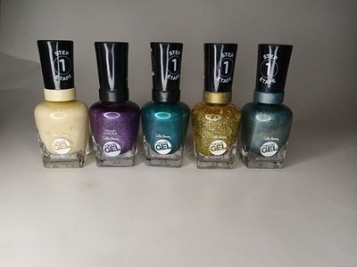 Sally Hansen Miracle Gel Nail Polish Set of 5 0.5 fl oz Mardi-gras Colors New