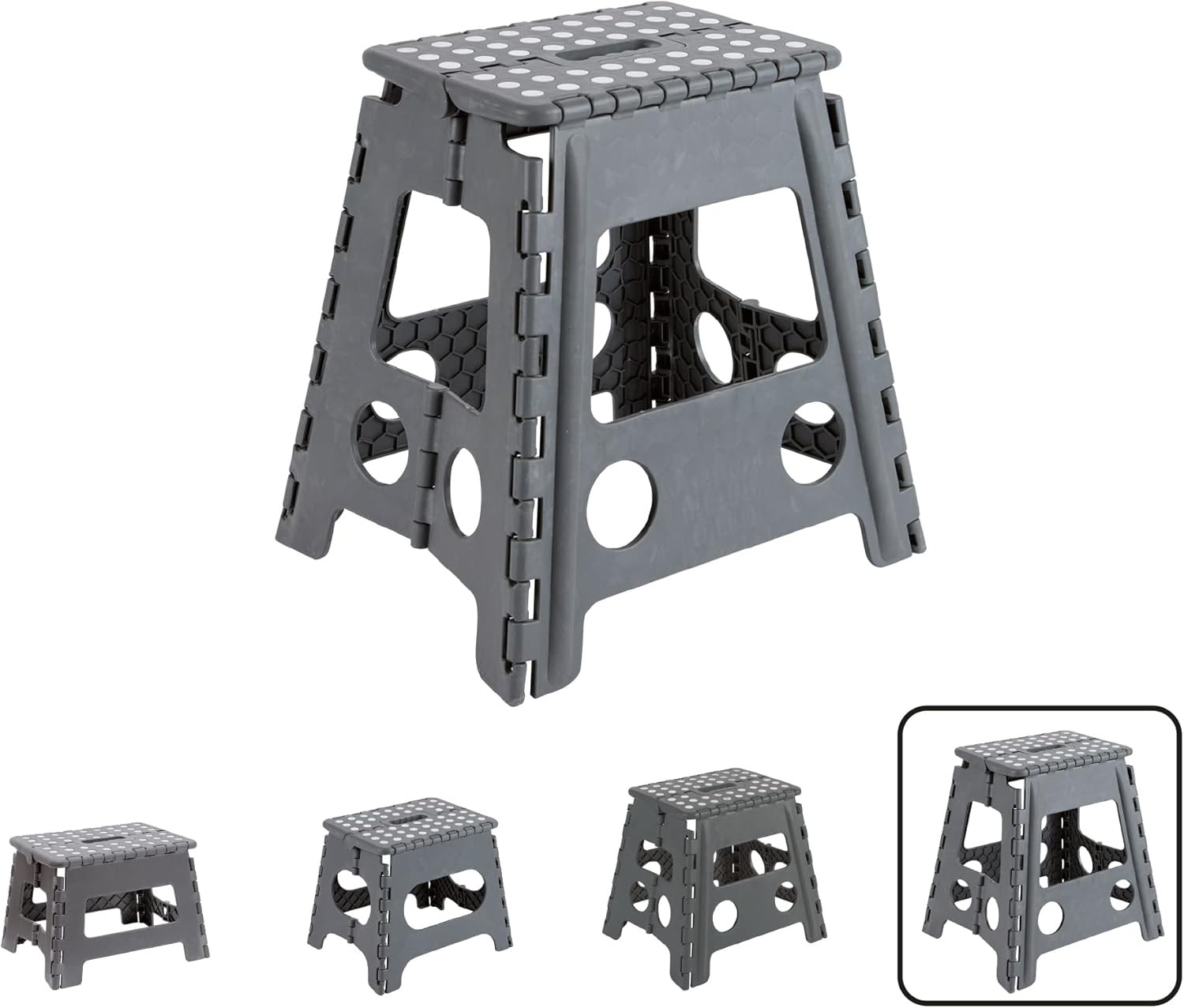 Tabouret pliant gris 39 cm TB-039-G | Marchepied multiusage