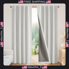 Blackout Curtains for Bedroom 108 Inch Long 2 Panels Linen Textured Darkening
