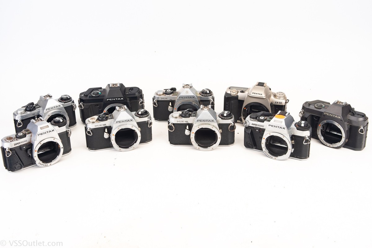 Lot of 9 Pentax 35mm Film Cameras ME Super ZX-50 P30t P3 AS-IS