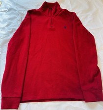 Polo Ralph Lauren Men  s Red Quarter Zip Sweater Size L   Slightly Used