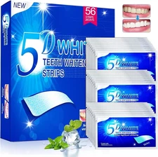5D Teeth Whitening Strips 28 Safe Treatments Complete Kit with 56 Strips for Sta