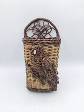 Vintage 1970s Wicker Bird Wall Pocket 3D Hang...