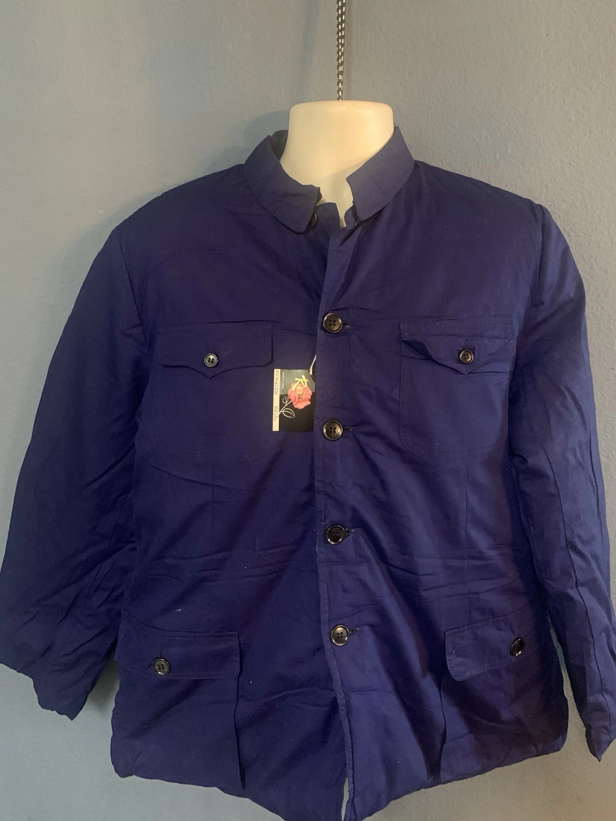 Traditional Chinese blue men’s quilted jacket size M
