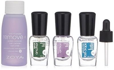 ZOYA Mini Color Lock System Manicure Kit, Clear, 4 Piece Set