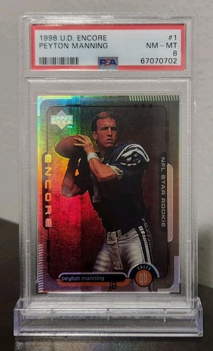 1998 Upper Deck Encore Peyton Manning Rookie Card #1 PSA 8 Star Rookie HOF