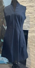 Brooks Brother Cotton Navy Blue Lined With Pockets Dress Size 10 Fit And Flare 
