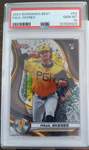 2024 Bowman's Best Paul Skenes RC Card Number 53 PSA 10 GEM MINT