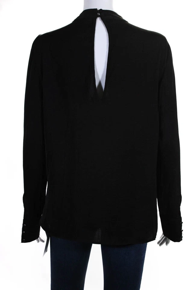 Blusa Parker Mujer Mangas Largas Cuello Llave Negro Jet Talla Extra Pequeña Foto 3 de 4