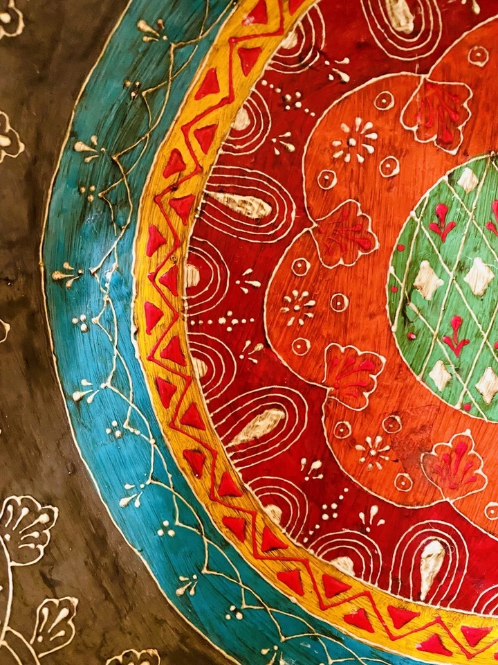 Индийская яркая чаша из бумаги маше ручной работы 14 дюймов - Изображение 4 из 4