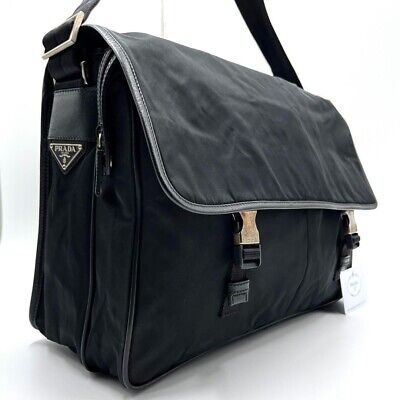 Prada Shoulder Bag with Triangle Logo, Nylon, Leather Prada Shoulder Bag with Triangle Logo, Nylon, Leather