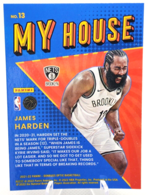 2021-22 Panini Optic Basketball James Harden My House Insert Card