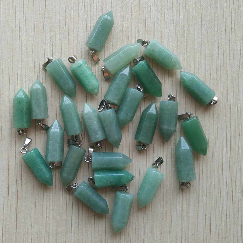 Wholesale 50pcs Natural Green Aventurine Stone Hexagonal Pillar