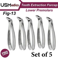 Dental Tooth Extraction Forceps Extracting Tools Fig-13 Lower Teeth Removal 5PCS