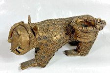 Ashanti Ghana Brass Leopard Ringed Taper Candle Holder Lost-Wax Tribal