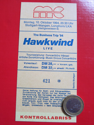 Hawkwind Concert 1994 Stuttgart Ticket Konzertkarte Eintrittskarte Biglietto 