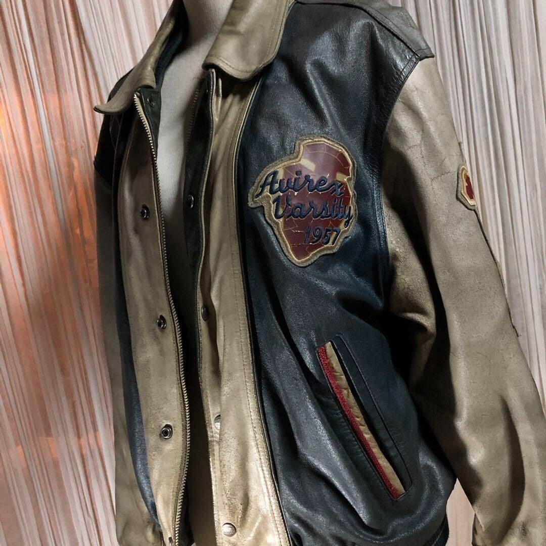 AVIREX Indian Head Varsity Genuine Leather Jacket Size M AVIREX Indian Head Varsity Genuine Leather Jacket Size M