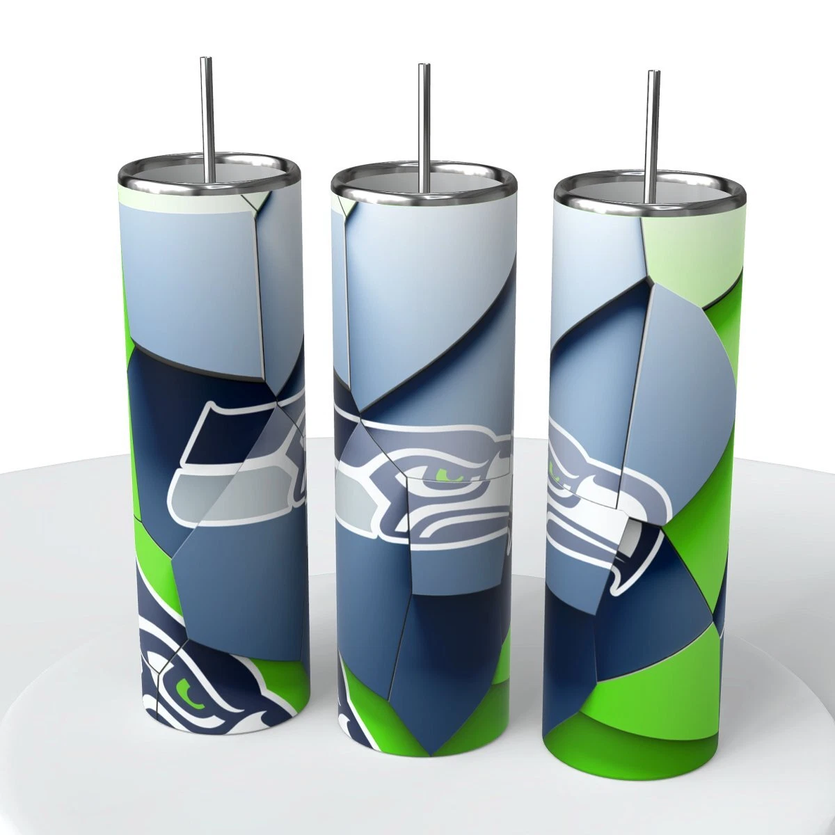 Abstract Blocks football Skinny Steel Tumbler with Straw, 20oz