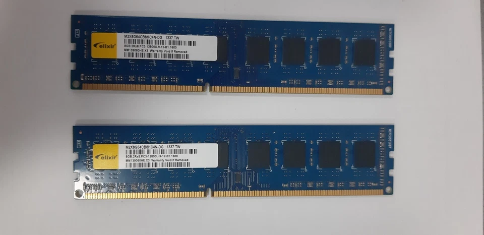 2 pcs x 8GB ELIXIR 2RX8 PC3-12800U-9-12-B1 1600 DIMM RAM MEMORY - Image 2 of 4