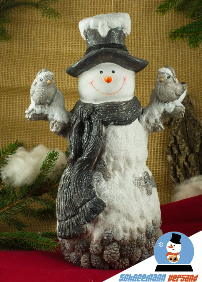 Riesen Schneemann Christoph mit Piepmatz 50cm Figur Weihnachten Winter Deko NEU - Bild 4 von 4