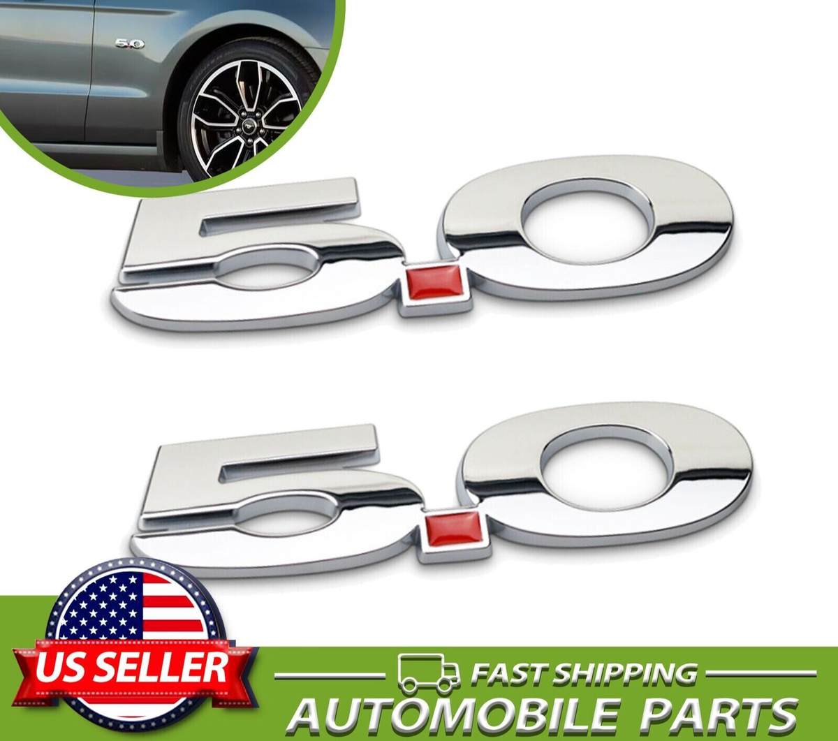 Orange Howling Coyote 5.0 Fender Emblems Fits 15-24 Mustang, F150 Orange Howling Coyote 5.0 Fender Emblems Fits 15-24 Mustang, F150