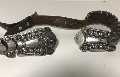 SAKS Fifth Avenue Leder artikuliert silber etruskischer Gürtel ITALIEN verstellbar - Bild 1 von 9