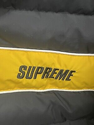 Supreme Stripe Panel Down Jacket Size L Black & Yellow Used READ DESCRIPTION