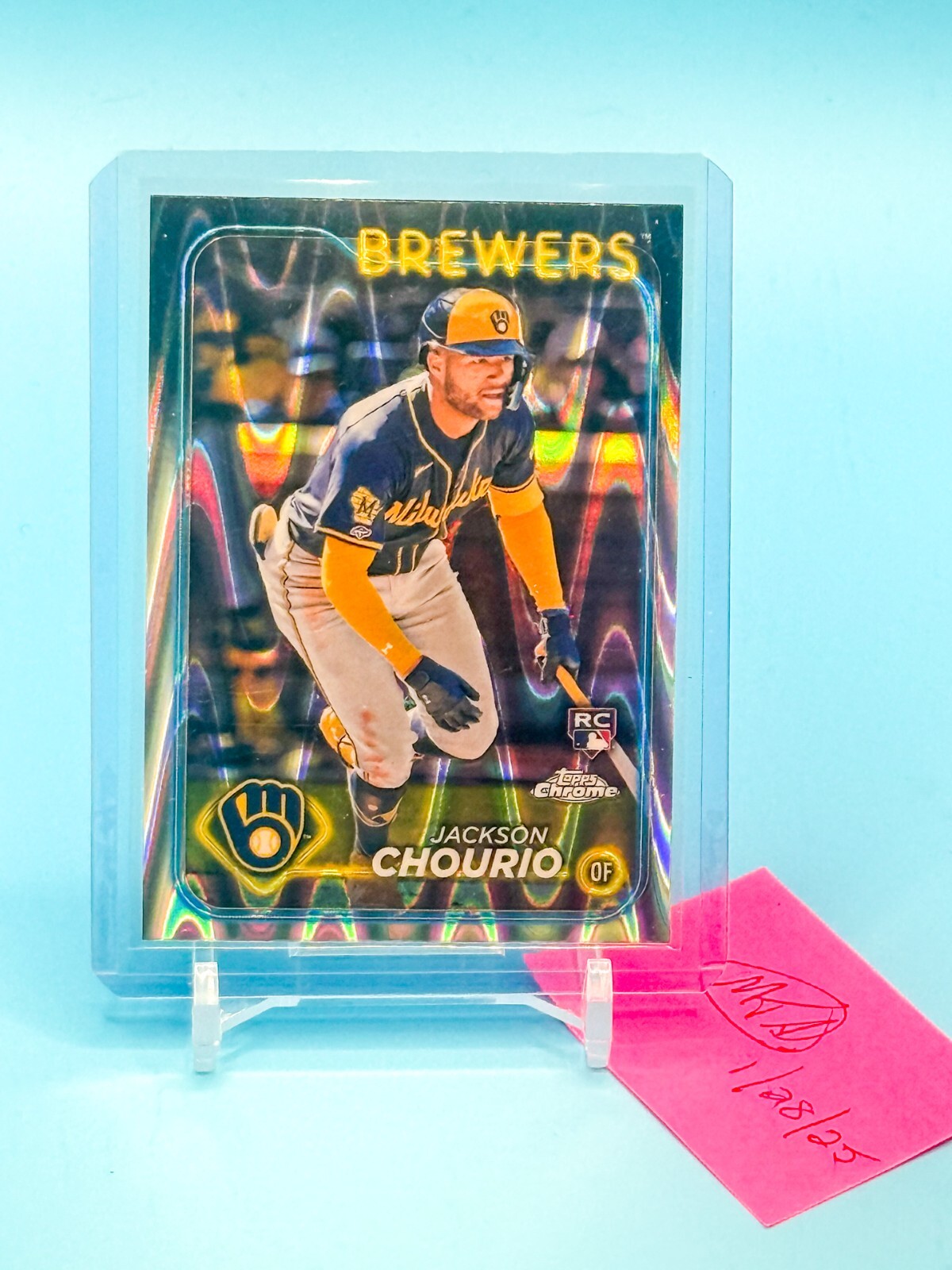 JACKSON CHOURIO 2024 Topps Chrome 2024 RAYWAVE Refractor Card #161 Brewers