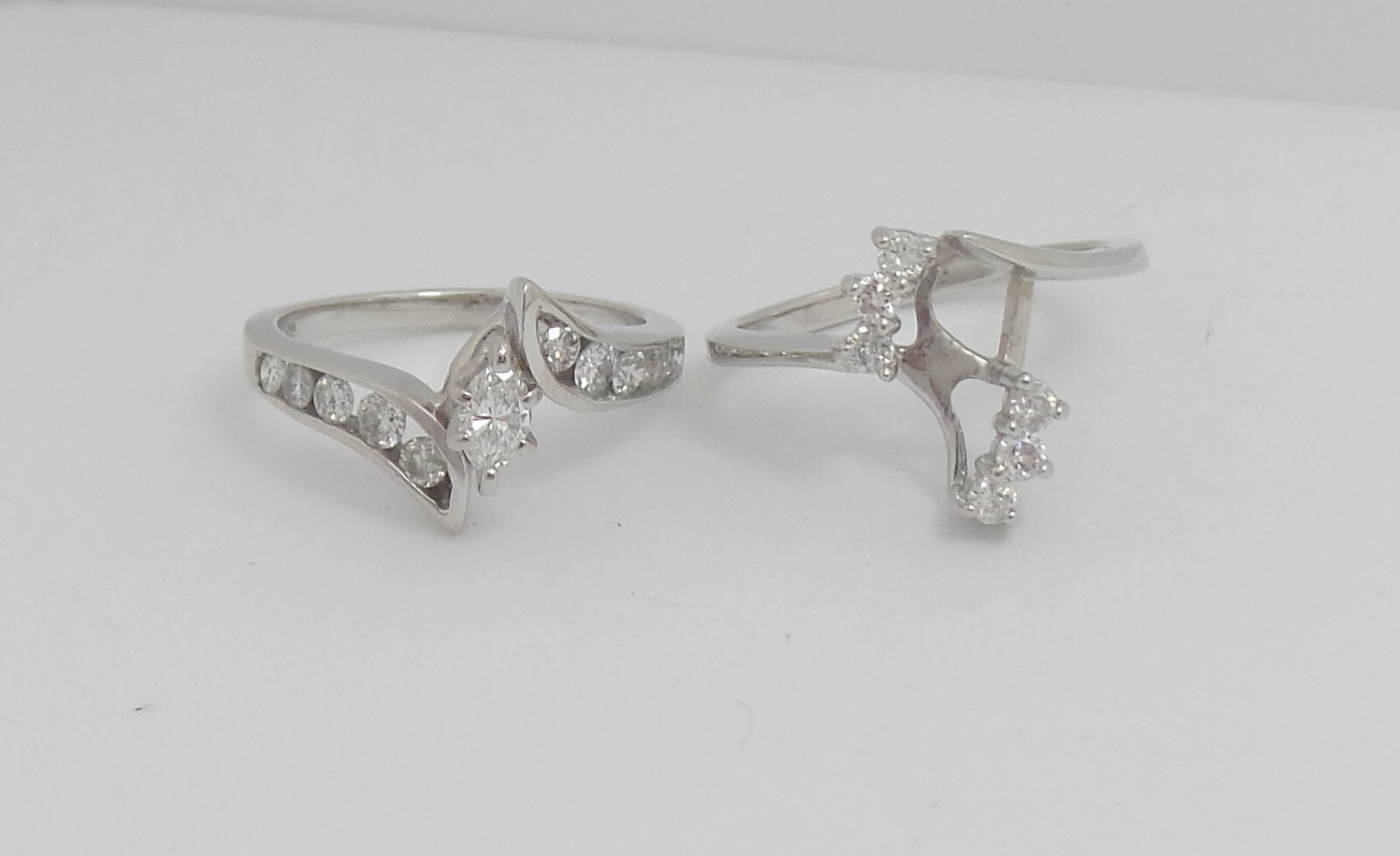 1CT Natural Marquise Diamond Engagement Wedding Ring Bridal Set 14K White Gold