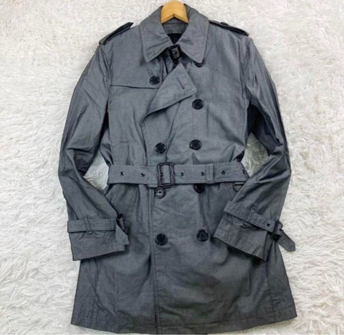 Burberry black label trench coat with belt color gray Men's US size S Authentic