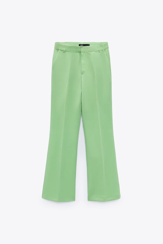 Straight-leg Jeans High Rise Pantalón ZARA Soft Straight Leg Para Mujer  Verde Y De Tiro Alto Pantalon Zara Soft Straight Leg Mujer Verde Color