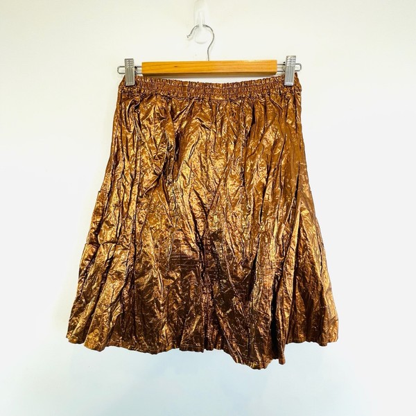 Tome NY Size 6 8 XS Bronze Brown Silk Metal Blend Fit And Flare Skirt Designer