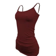 (Bozzolo) Plain Long Tank Top w/Spaghetti Straps Cotton Cami  Junior Size S M L