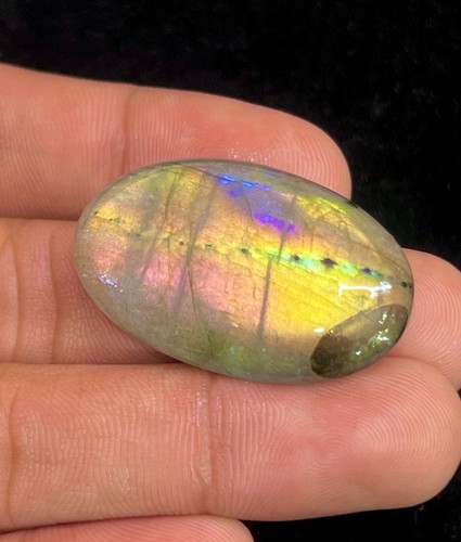 49 Kt Natürlicher Multi Feuer Labradorit Oval Cabochon Edelstein 37x23x6 mm DI=356 - Bild 2 von 7