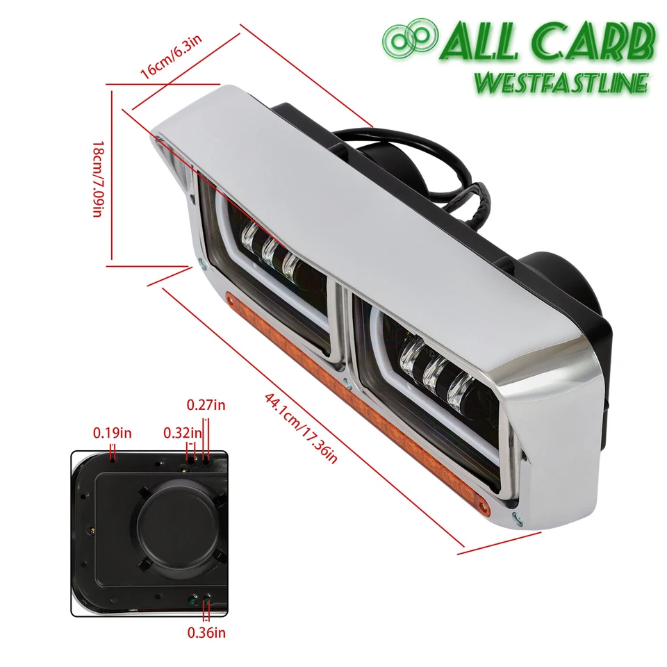 LED DRL Projector Headlights For Kenworth W900 For Western Star 4800 1981-2019 - Image 2 of 4